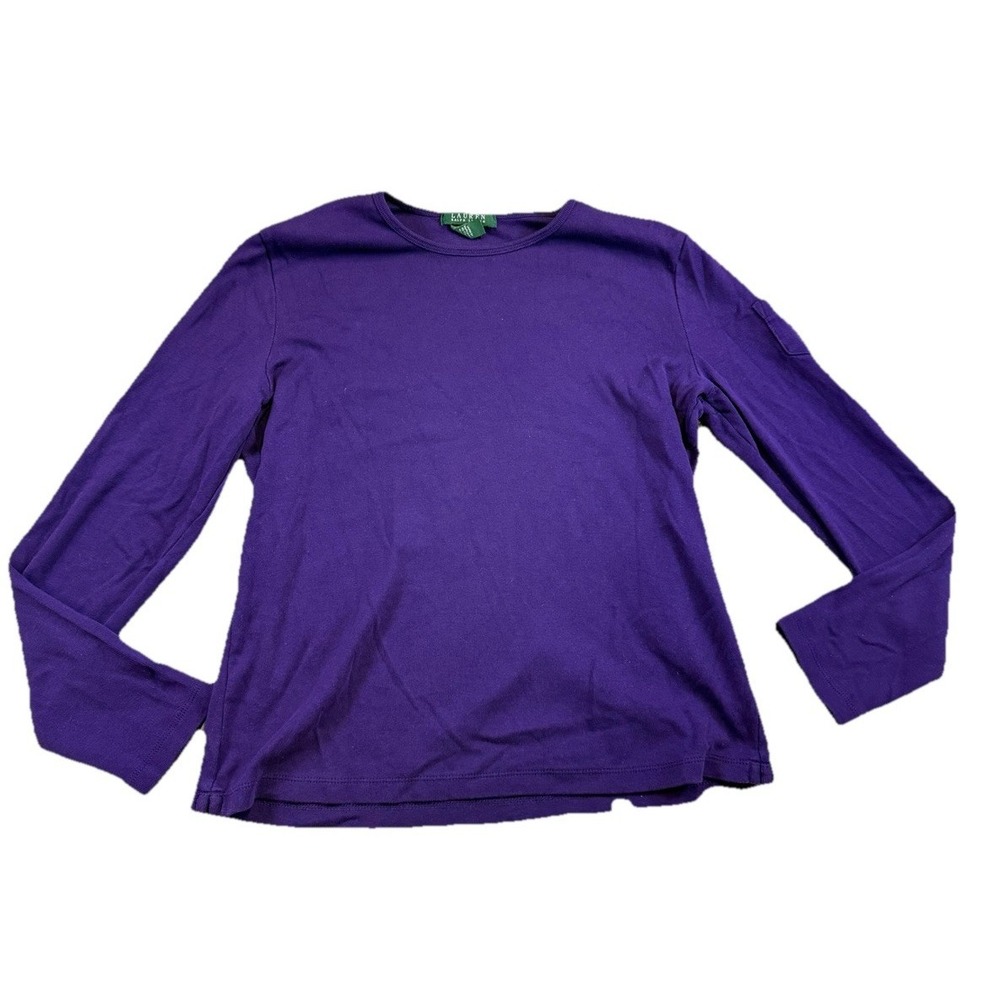 Lauren Ralph Lauren Women's Purple‎ Long Sleeve Knit Top Blouse Sz L Old Money